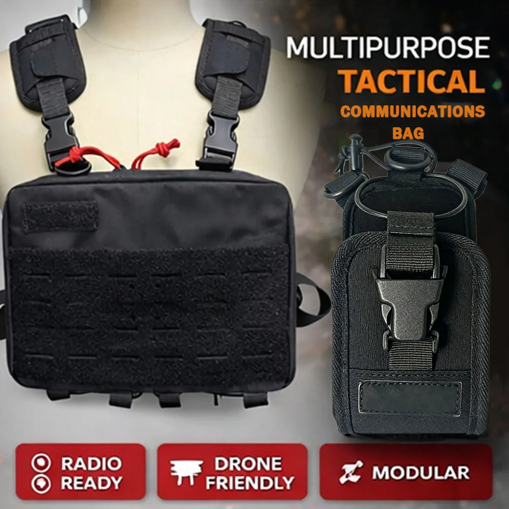 

Multifunction Tactical Chest Rig Bag Military Radio Pouch Vest Drone Operator Pack Adjustable MOLLE Chest Bag for Firefighting