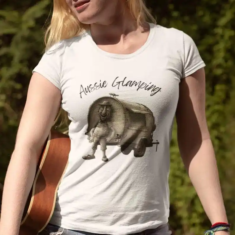 Aussie Glamping Unisex T-shirt or Glampers, Campers and Travelers in Australia