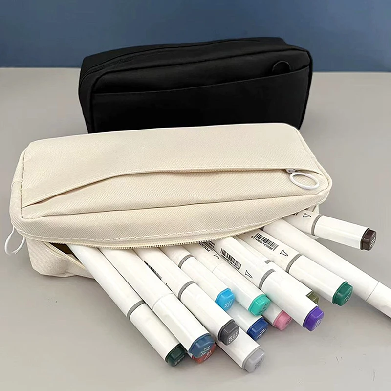 Canvas Pencil Case Student Pouch Coin Cosmetic Bag Office Stationery Organizer For Teen Girl Boy School Supplies