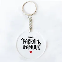 Je vous soyez ma marraine et parrain imprimé porte-clés Marraine Parrain demande chaîne acrylique porte-clés merci meilleure idée cadeaux 19