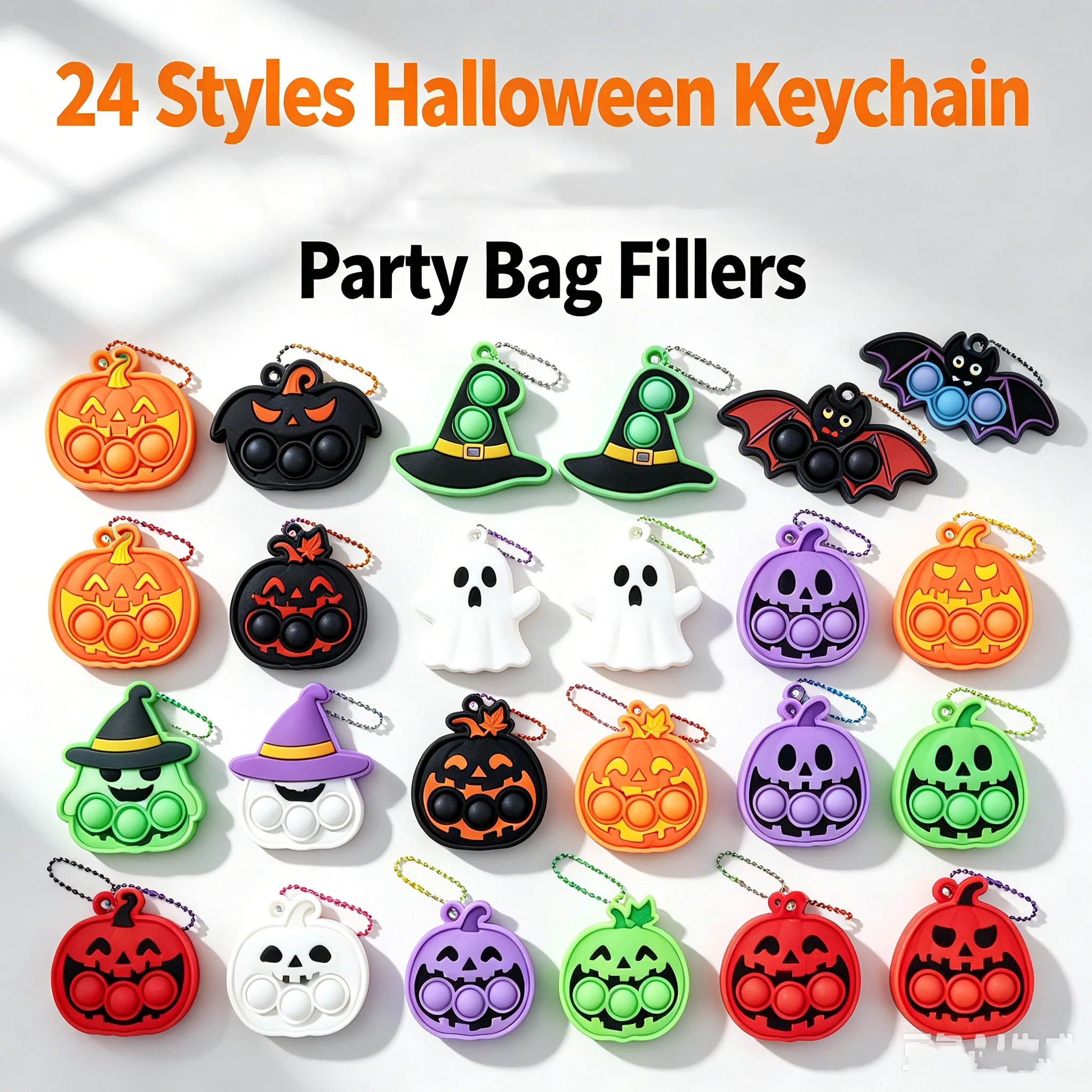 Halloween Pop Bubble Schlüsselanhänger Silikon-Anhänger Stressabbauendes Sensorisches Zubehör Feiertagsparty-Geschenke – Detail 6