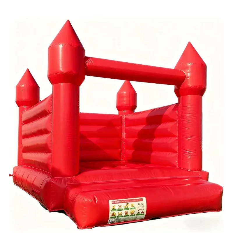 Red PVC inflatable trampoline, household, lawn games, weekend leisure 290x270x225 cm 135 kg for 3 people, easy to install