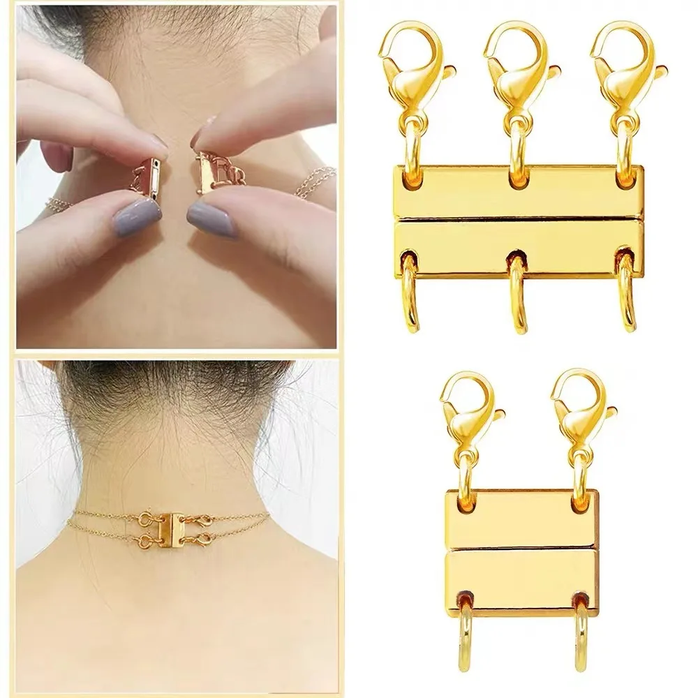 Lobster Clasp Layered Magnetic Clasp, Multi-Hole Magnet for Stacked Necklace Layering Jewelry Findings
