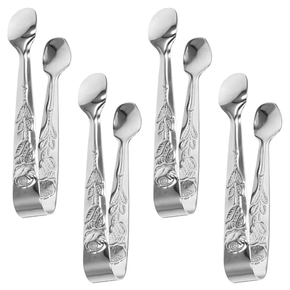 

4pcs Ice Tongs Stainless Steel Serving Tool For Cocktails Whiskey Tea Bbq Kitchen Gadgets Cookie Tong Bread Clips Mini