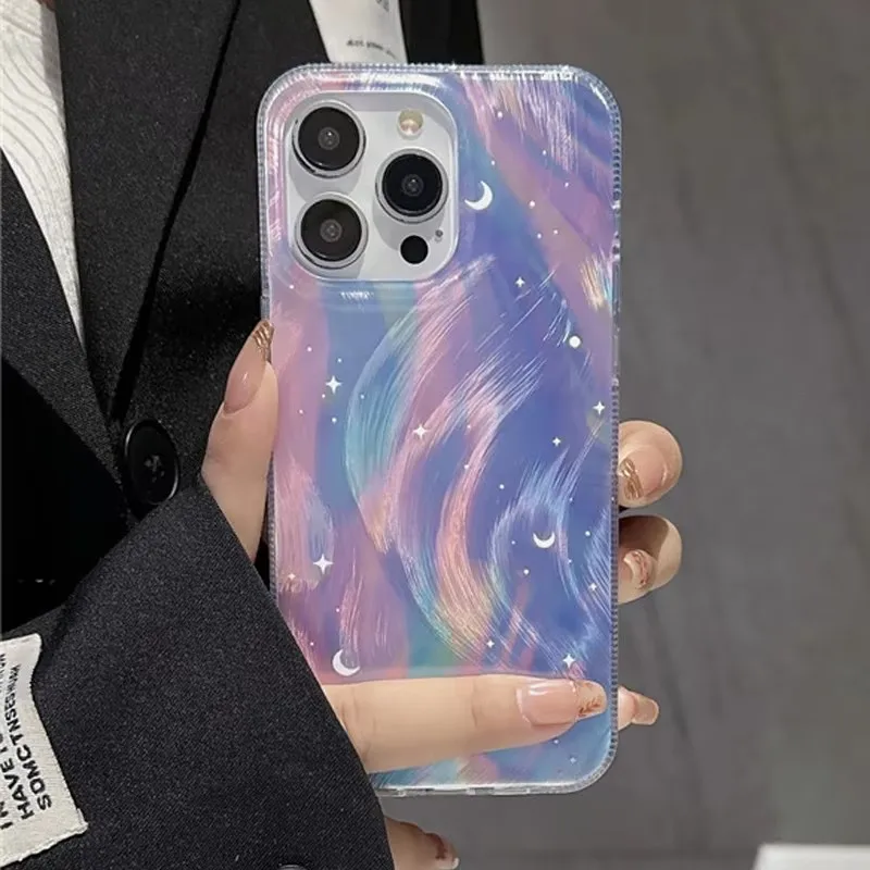 

Модный блестящий чехол для телефона со звездным градиентом для iPhone 15 16 Pro Max 14 13 11 12Pro 7 8 16 Plus SE2 X XS XR, противоударная задняя крышка