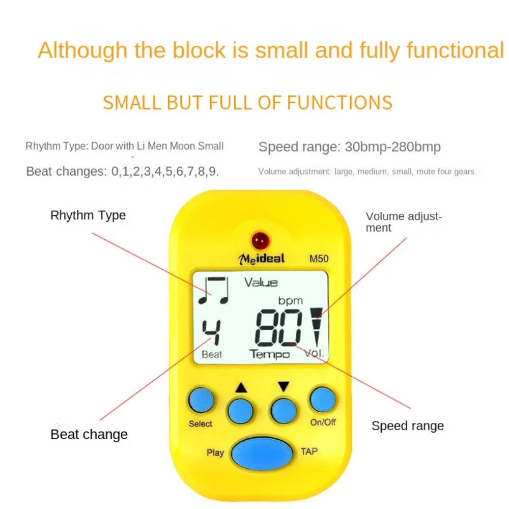 LCD Mini Profissional Dual-Channel Metrônomo de Bolso, Clip-on, Leve, Prático, Beat Digital, Tempo, Violino