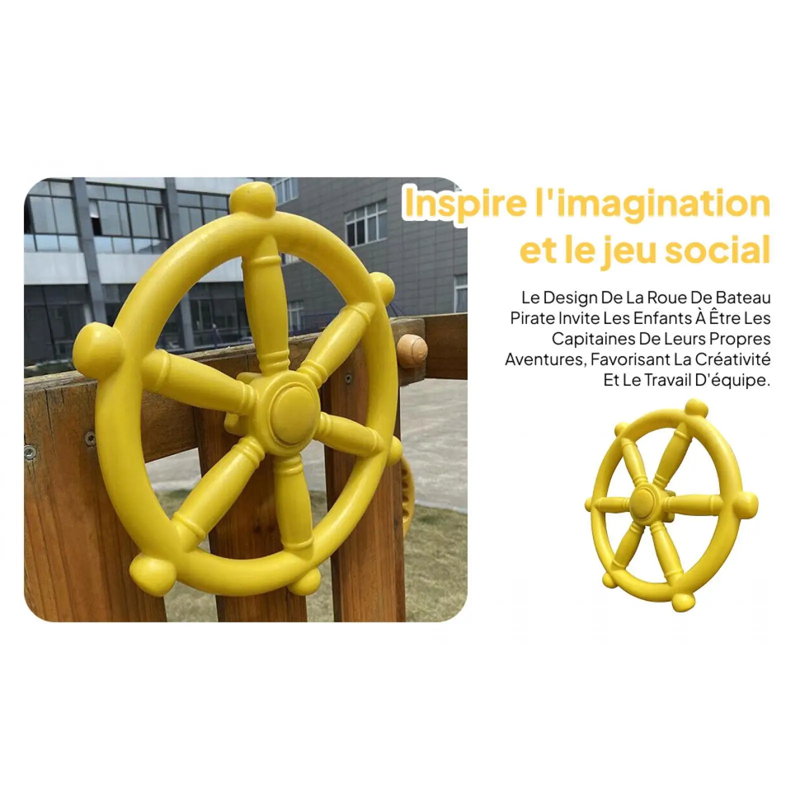 Kids Outdoor Pirate Ship Steering Wheel for Jungle Gym Playhouse Toy Accessories Round Corner Design