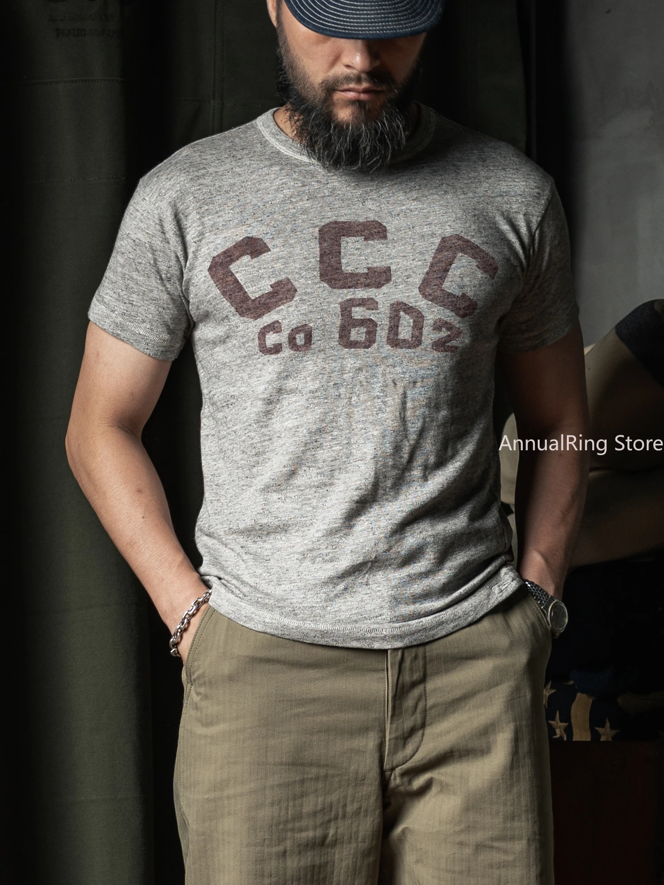 Rugged Bronson CCC Hand-Painted Style Printed T-Shirt Breathable Slub Cotton Athletic Tee