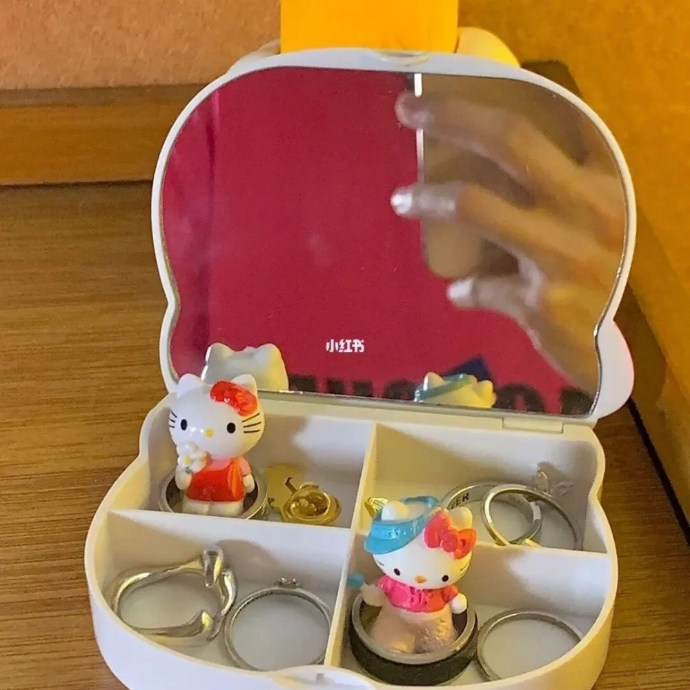 

Hello Kitty Mirror Storage Box Cute Cartoon Originality Jewelry Storage Box New Fashion Delicate Makeup Mirror Storage Box
