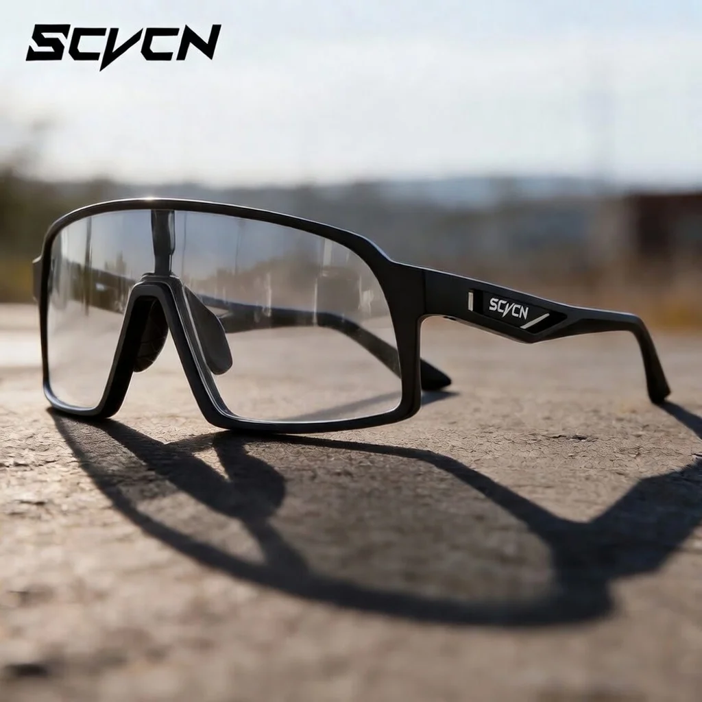 SCVCN Photochromic Sunglasses for Men Cycling Glasses SportsMountain Bike Eyewear Women Fashion Baseball Goggles Skating Glasses