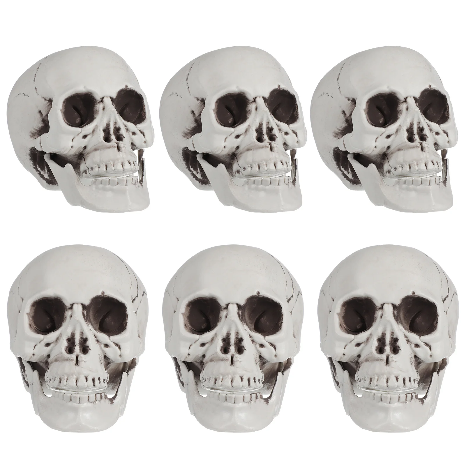 

6pcs Mini Skull Decor Set Small Scared Halloween Ornament For Party Masquerade Desktop Prop Plastic Bone Halloween Accessories