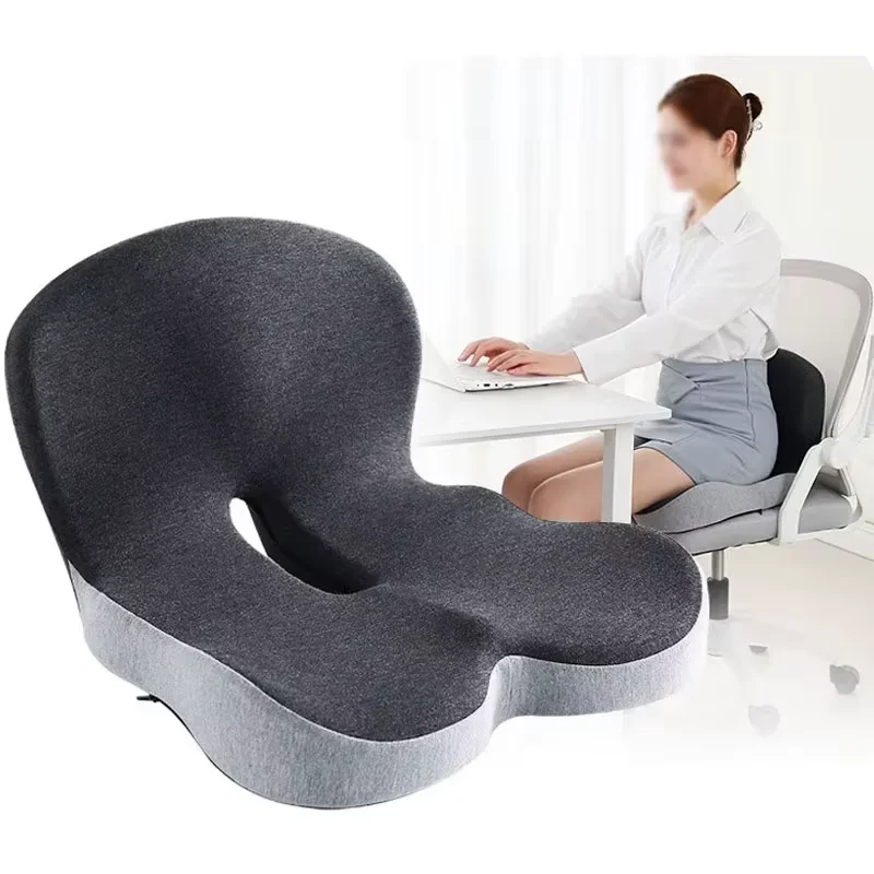 Memory Foam One-piece Seat Cushion Backrest Office Chair Cushion Massage Lumbar Support Pain Relief Breathable