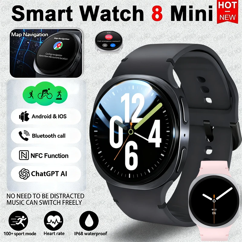 

2026 New Watches 8 Mini GPS Track Smart Watch For Men Women Health Sport AMOLED Heart Rate Bluetooth Call Waterproof Smart Watch