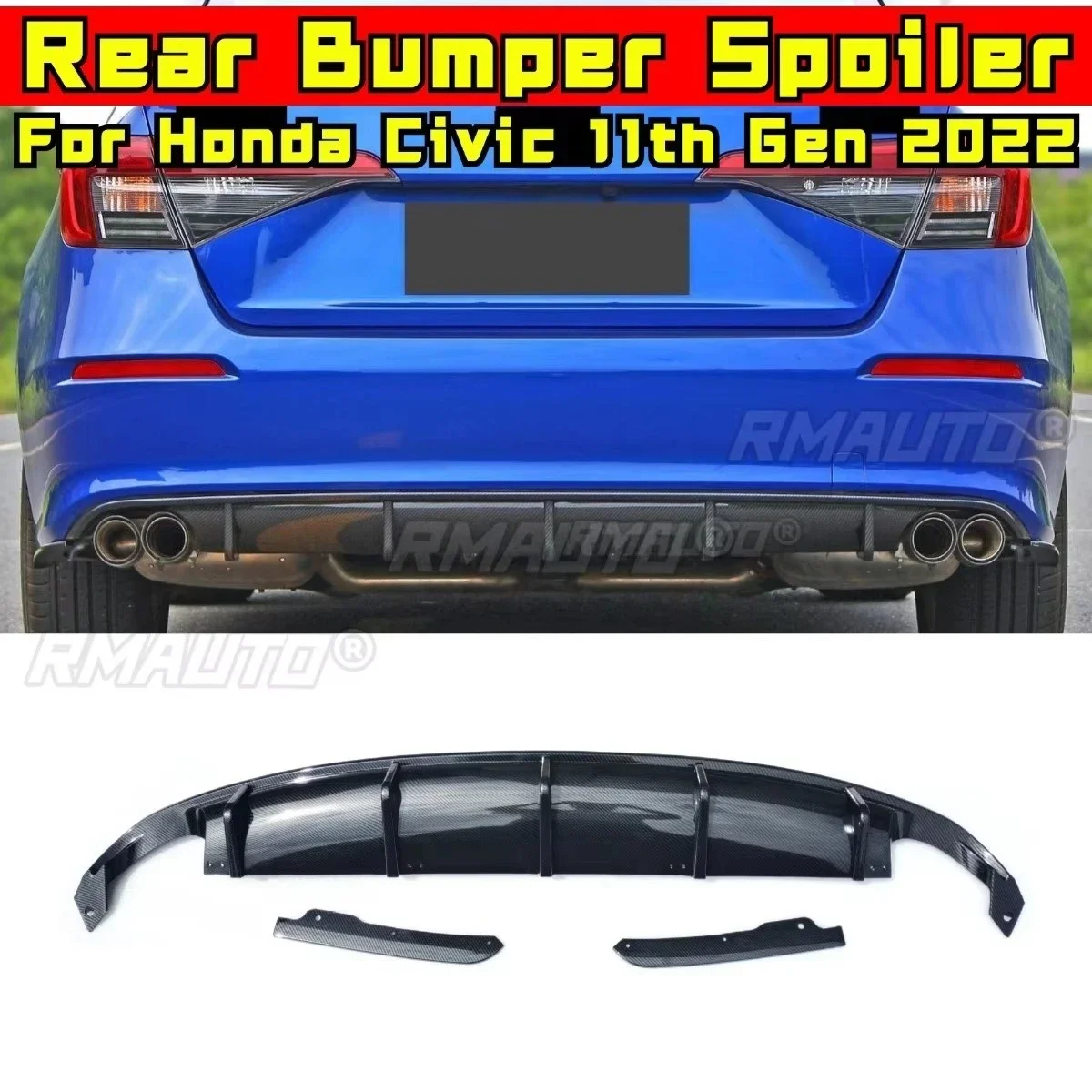 

Задний бампер автомобиля, спойлер, диффузор, разветвитель, модификация, часть для Honda Civic 11-го поколения, 2022, автомобильные аксессуары