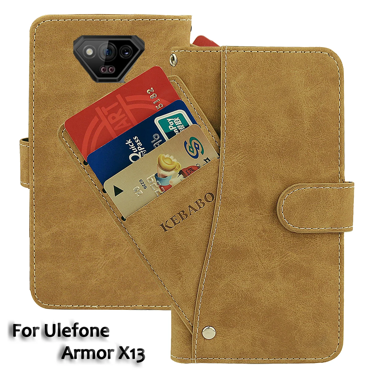 

Vintage Leather Wallet Ulefone Armor X13 Case 6.52" Flip Luxury Card Slots Cover Magnet Phone Protective Cases Bags