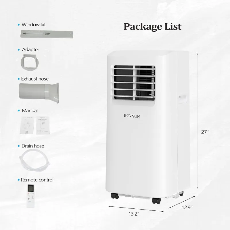 ROVSUN WiFi Diaktifkan AC Portabel Cerdas 8000 BTU, Pendingin 3-in-1, Dehumidifier & Kipas, Unit AC Seluler Ruangan Bertenaga