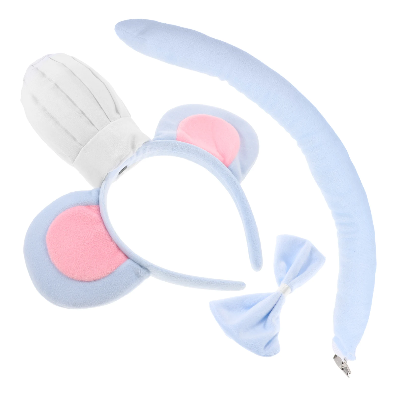 

3Pcs Chef Mouse Costume Grey Rat Ears Headb Tail Women Adult Cosplay Party Hat Accessories Soft Longlasting