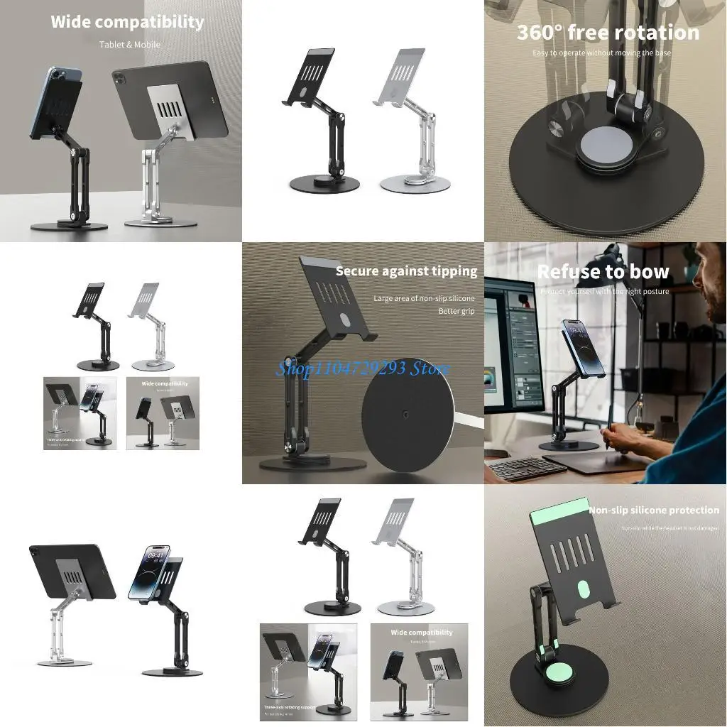 

Y2GD Foldable Phone Tablet Support Mount Desk Phone Holder 3Axis 360°Rotary Cradle