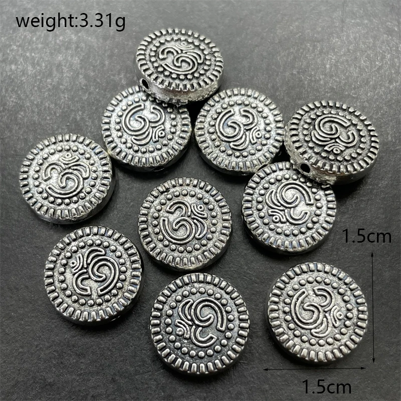 Tibetan Silver Tree of Life Yoga Pattern Perforated Spacer Bead DIY Charm Making Jewelry Necklace Connector Accessories