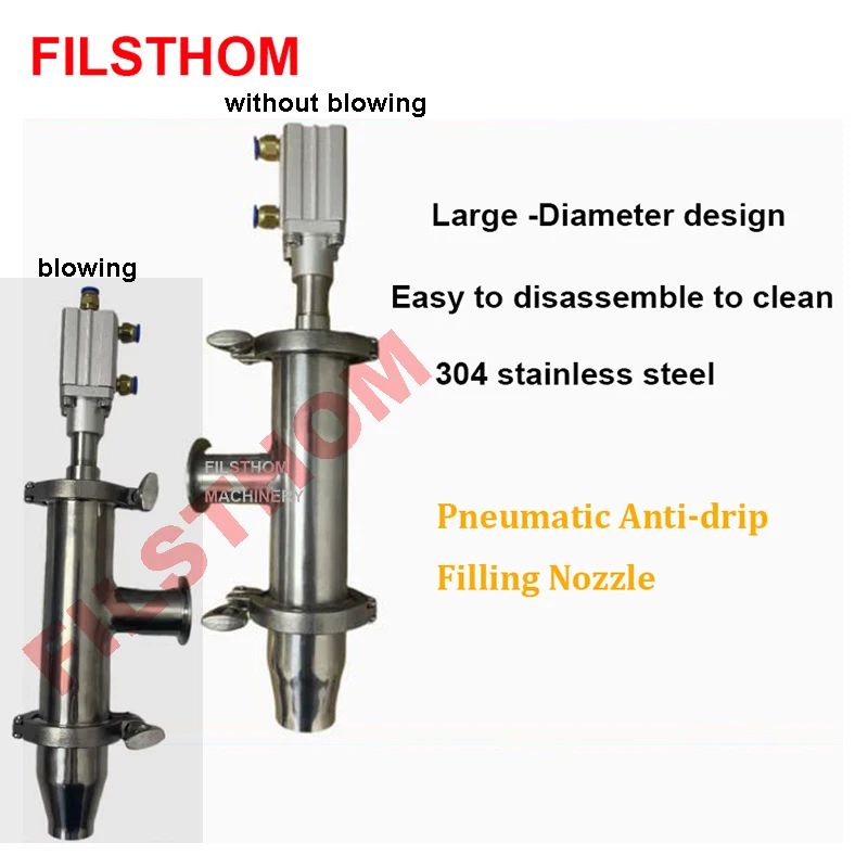 Pneumatic Anti-Drip Filling Nozzle For Liquid Paste Sauce Filling Head Valve Part Of Semi-Automatic Filling Machine
