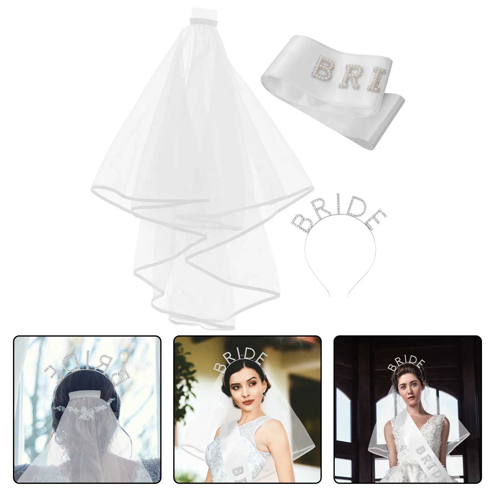 

1 set 1 Set Bride To Be Headband With Veil Bridal Hairpiece For Wedding Bridal Shower Bachelorette Party Tulle Veil Headband Set