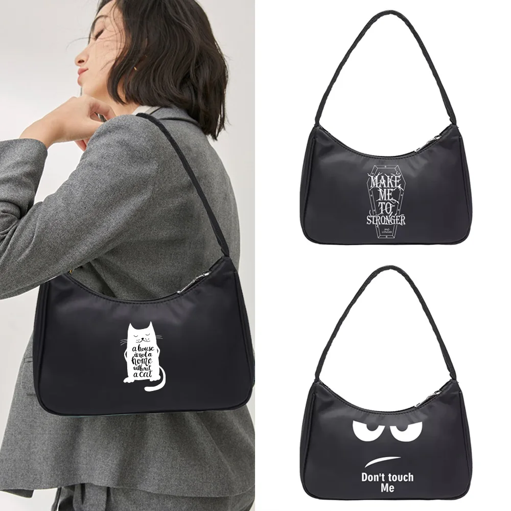 Women Luxury Handbag Underarm Shoulder Bags Fashion White Picture Print Design Coin Purse Pouch Organizer Hobo Shoulder Bag