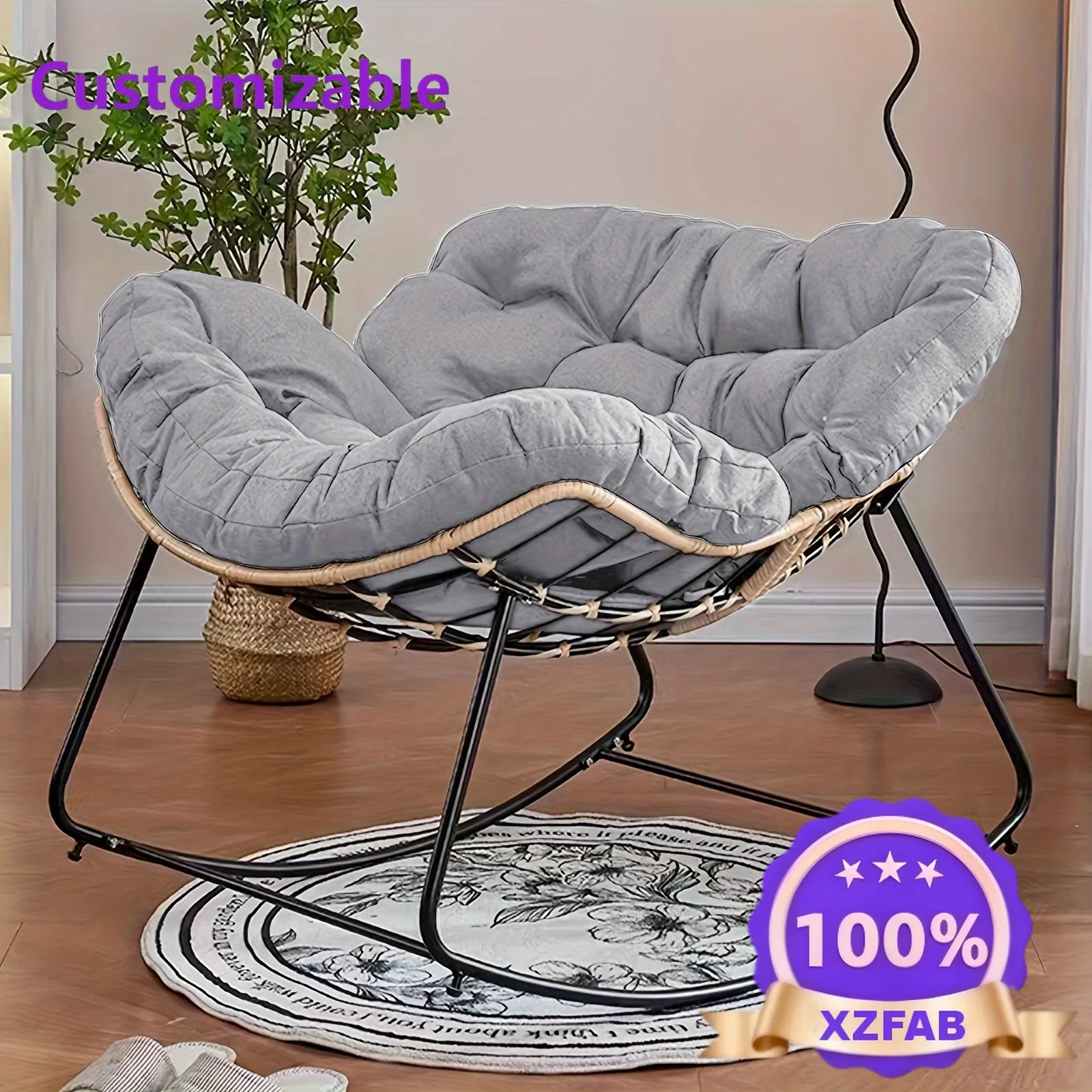 Factory Direct 2026 Patio Rocking Chair, Papasson Recliner, Lounge/Egg Chair Outdoor/Indoor, Comfy Reading Chair for Porch/Garde