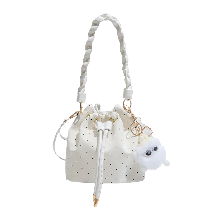 

Women's Bucket Shoulder Bag Convertible Soft Ruched Drawstring Neo-Chinese Versatile Work Commuter Crossbody