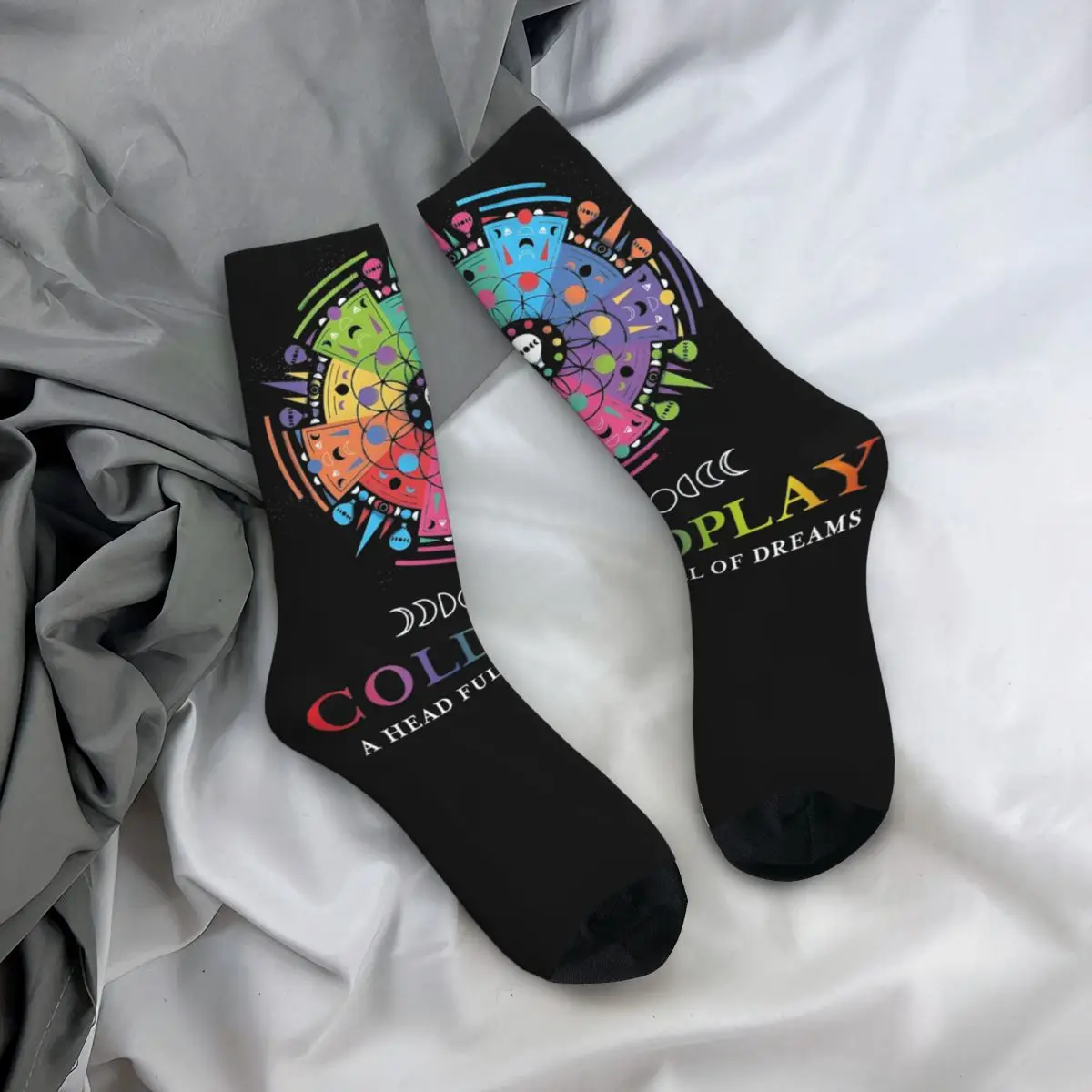 Unisex Casual Soccer Socks, Cold Play, Rock Band, Vestido Meias, Acessórios Tour, Presente de Aniversário, Algodão, Unisex, 2024