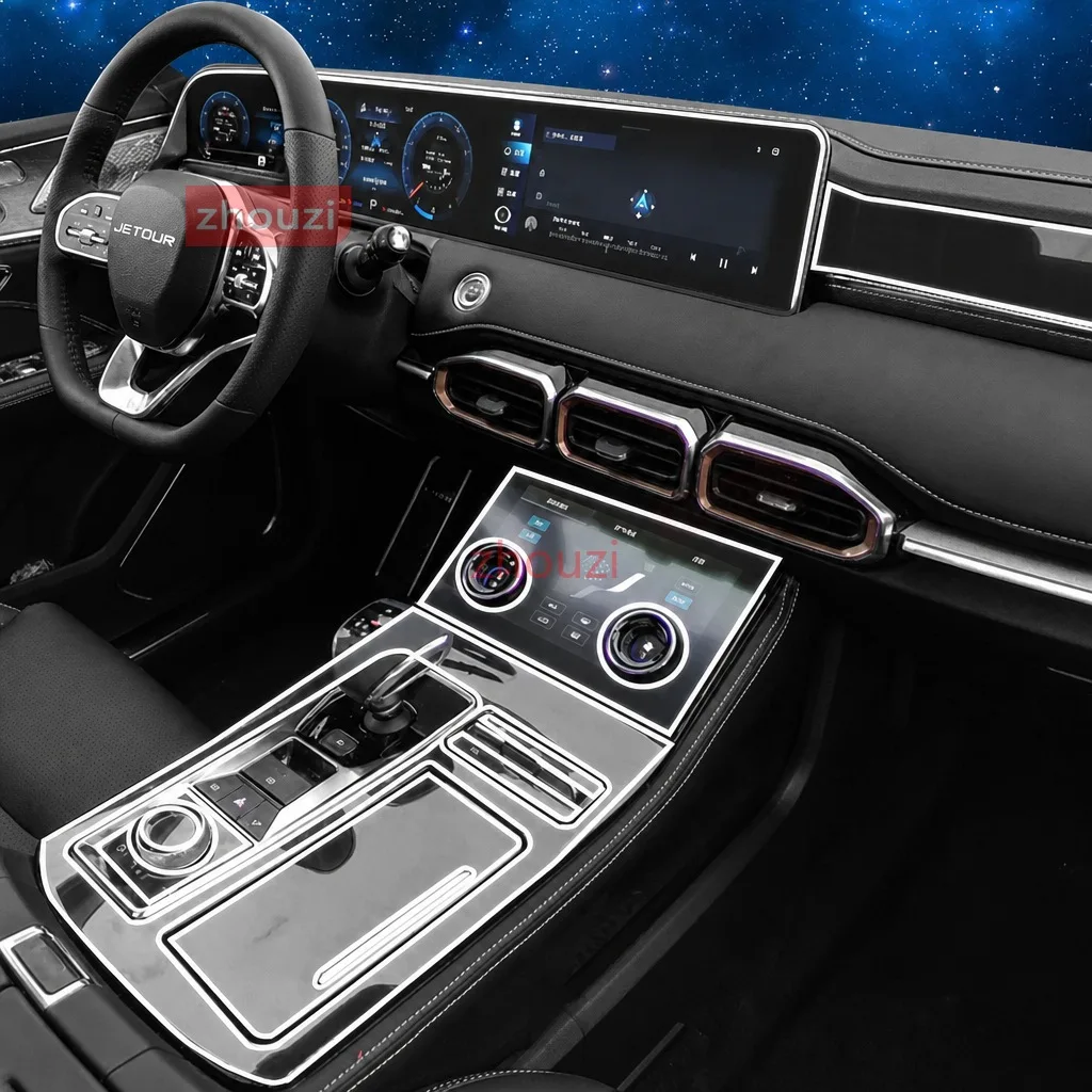 For Jetour X70 plus 2022 2023 5 seats Car Interior Center Console Transparent TPU Protective Film Anti-scratch Repair Film