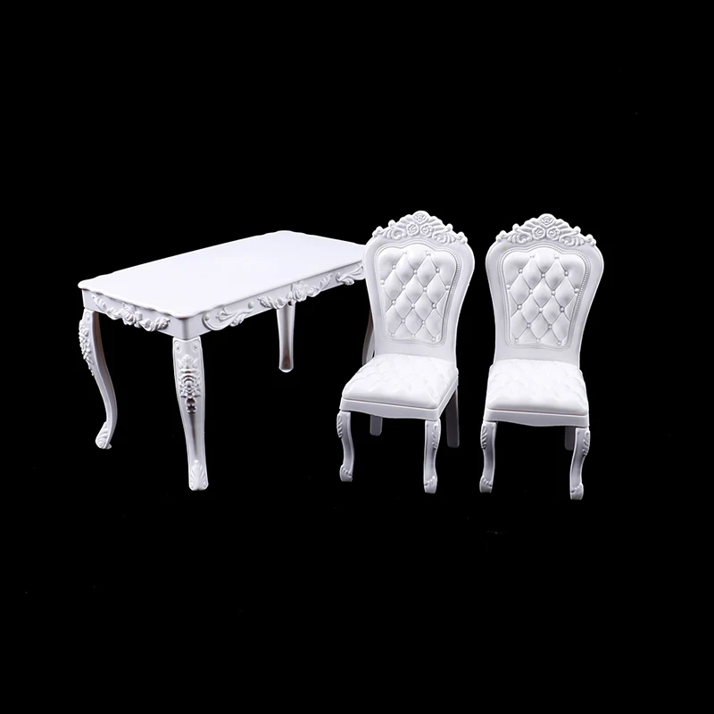 Dollhouse Furniture Dining Table And Chair Model Mini Simulation Kitchen Desk Chair Office Computer Table Accessories