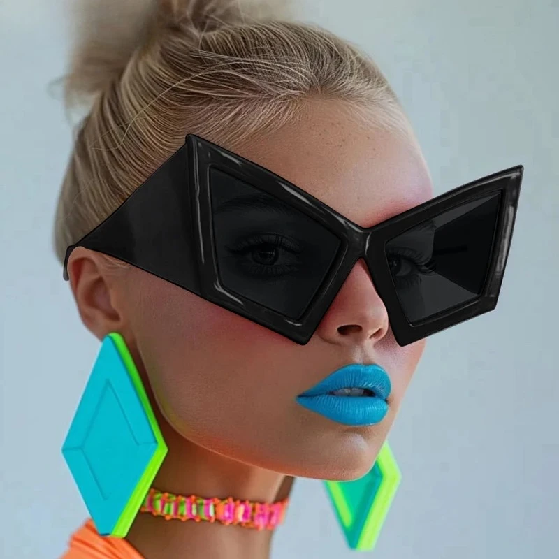 المتضخم عين القط النظارات الشمسية النساء إطار كبير 2025 العلامة التجارية الفاخرة درع فاسق نظارات شمسية للسيدات يندبروف نظارات ظلال UV400