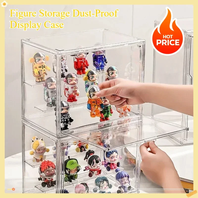 Grande capacidade caixa cega de armazenamento expositor transparente boneca colecionável bolha expositor anti-poeira figura vitrine