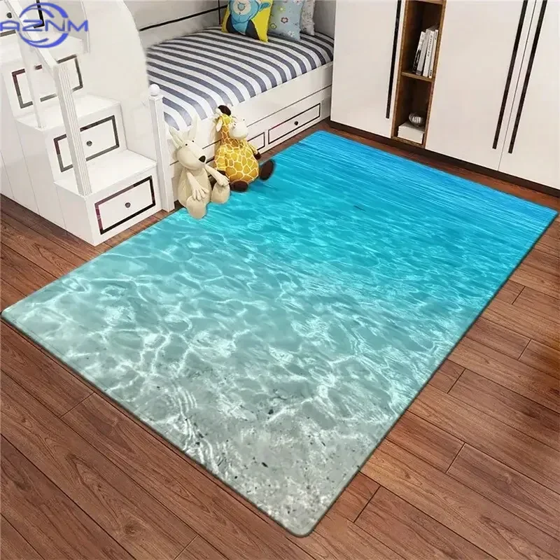 New Starfish Carpet Beach Shell Sea Star Sand Rug for Living Room Bedroom Home Sofa Decoration,Kids Play Non-slip Floor Mat