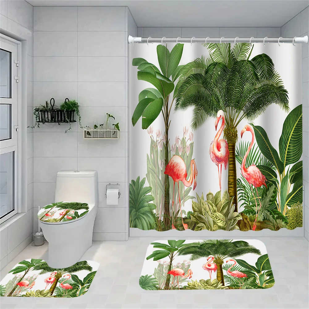 

1/4 занавески для домашней ванной комнаты с животными, украшение для сиденья для унитаза, ковер для занавески для душа, занавеска для душа с ковром и крышкой для унитаза