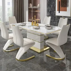 Marble Square Dining Table Set 4 Chairs and  6 Chairs,modern Luxury Gold with 6 Seater Restaurant Dining Room Furniture