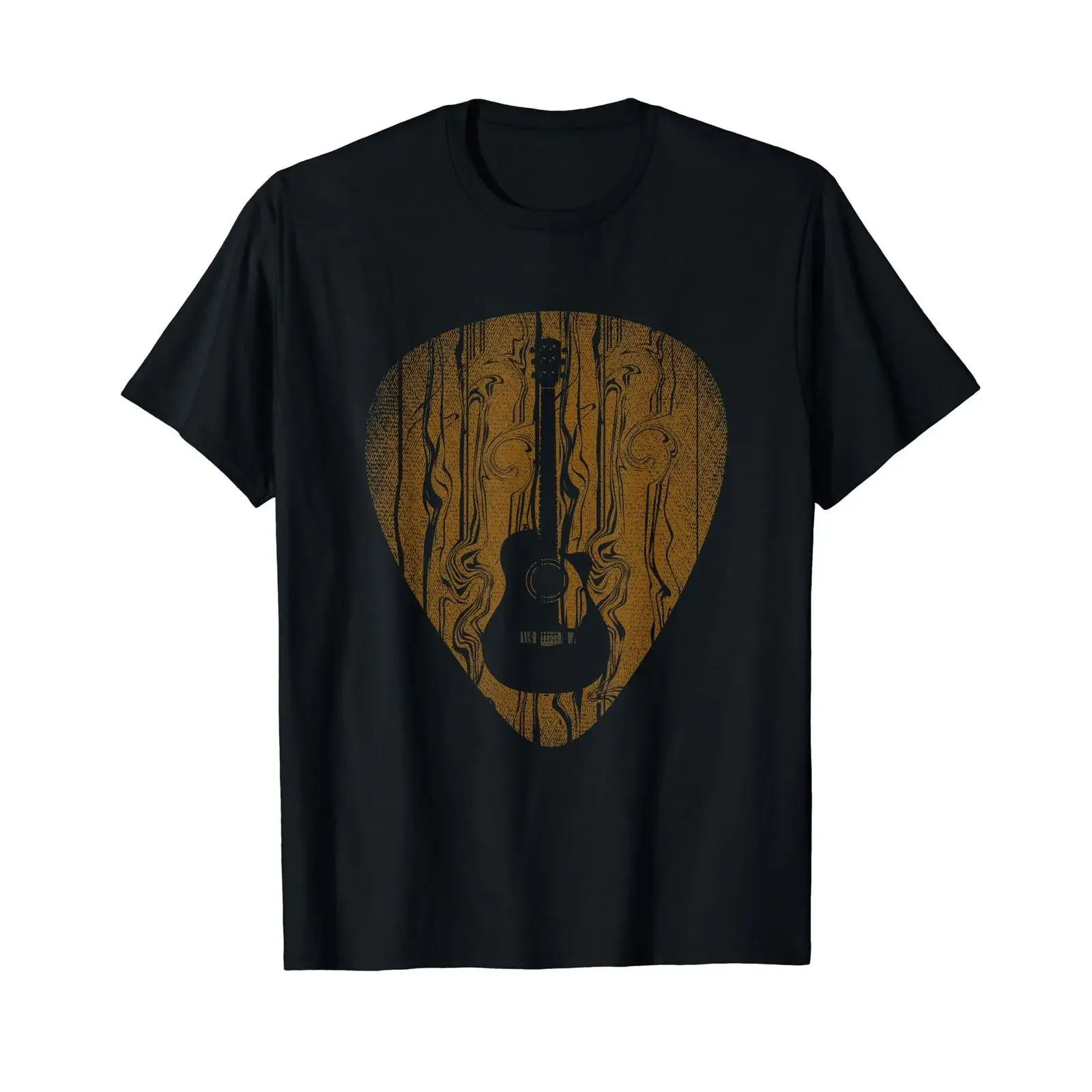 Idea For Musician Guitarist Guitar Pick Retro T Shirt Black S vintage Washed Comfortable Casual designer clothes Breathable