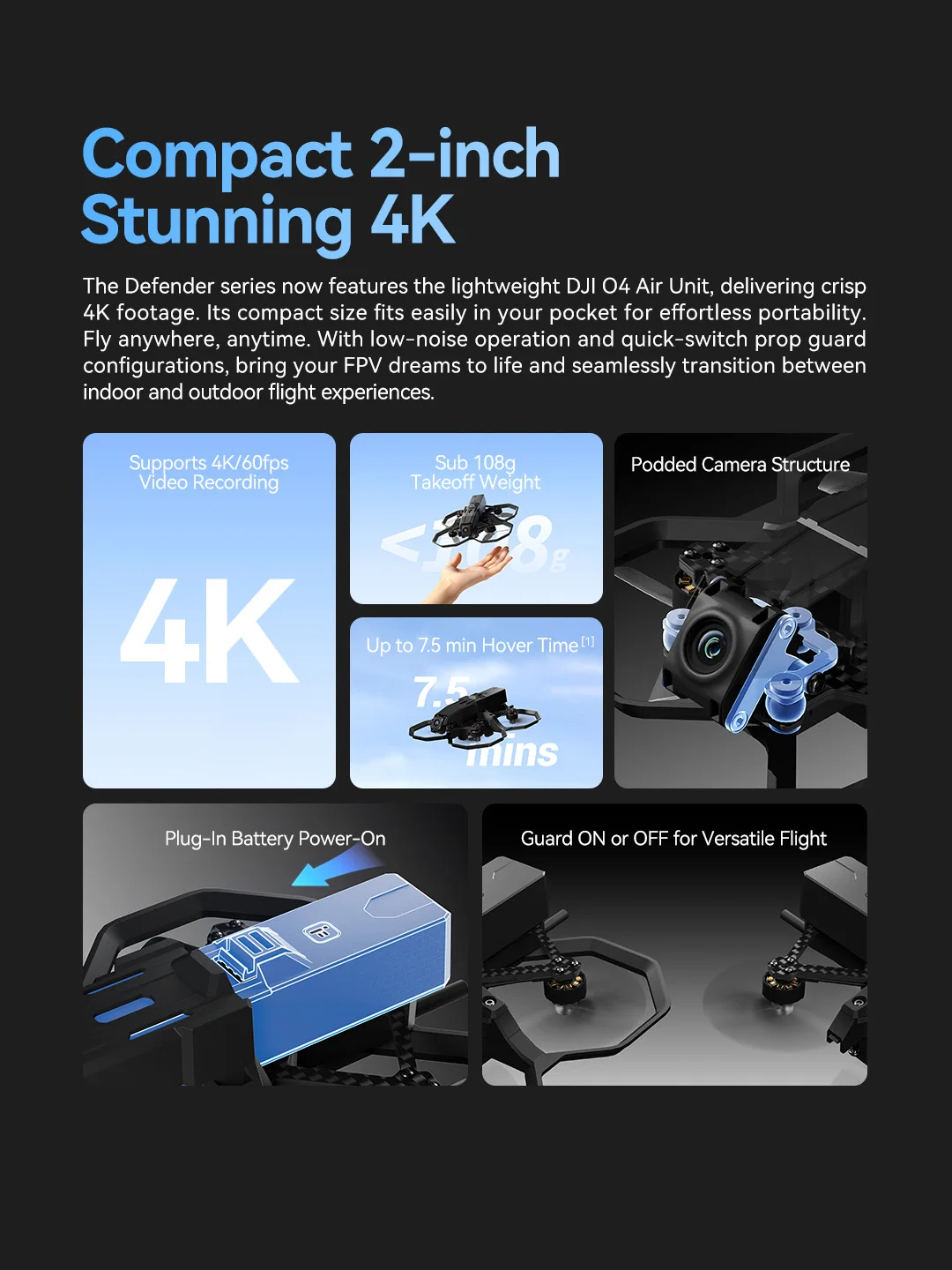 iFlight Defender 20 Lite HD FPV Drone 2 Inch Cinewhoop Quadcopter 4K Video Recording Long Range Low Weight Drone Indoor Outdoor view 3