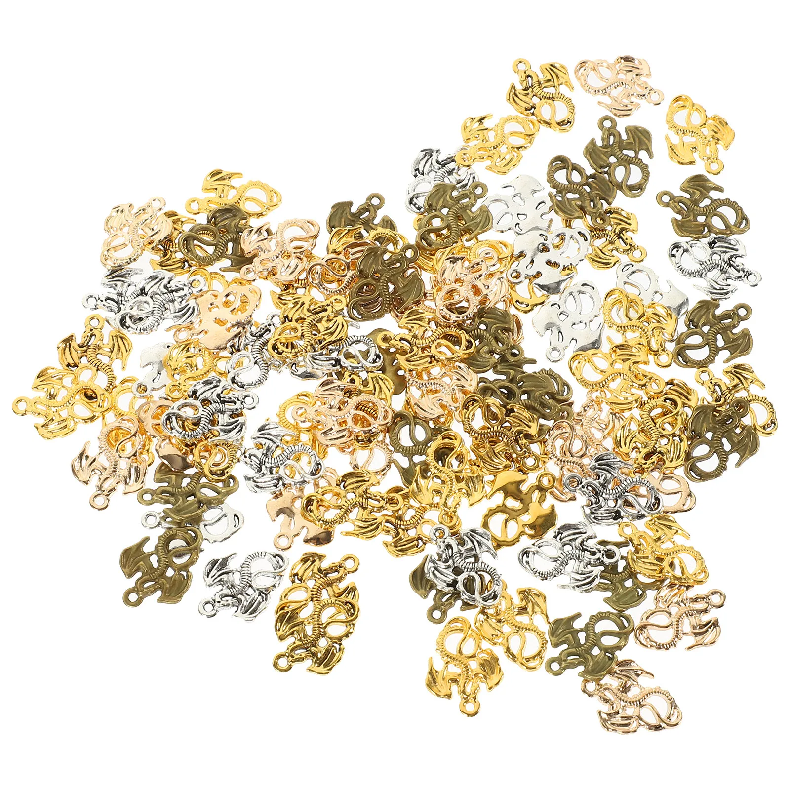 

100Pcs Unisex Dragon Pendant Charms Alloy Dragon Necklace Charms for DIY Jewelry Making Clavicle Chain Bag Hanging Keychain