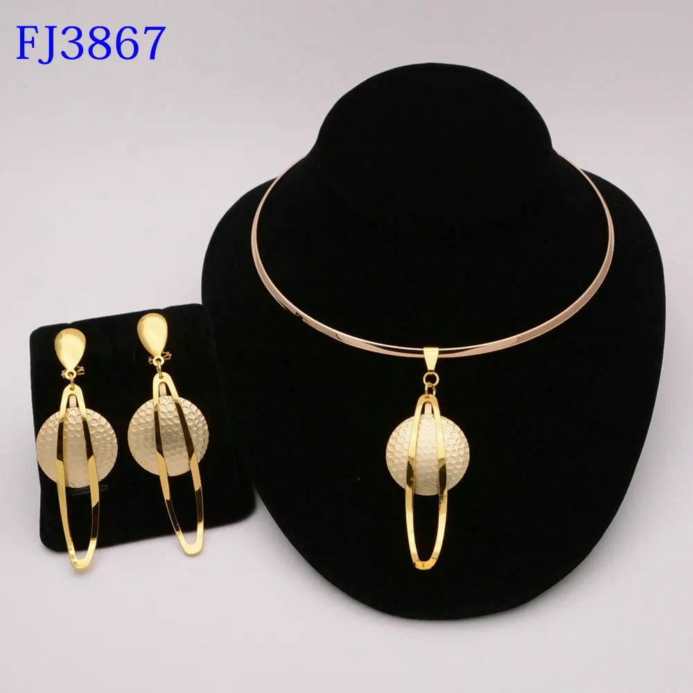 Fashion Nigerian Woman Wedding African Beads Jewelry Set Gold Color Fashion Dubai Gold Color Bridal Gift