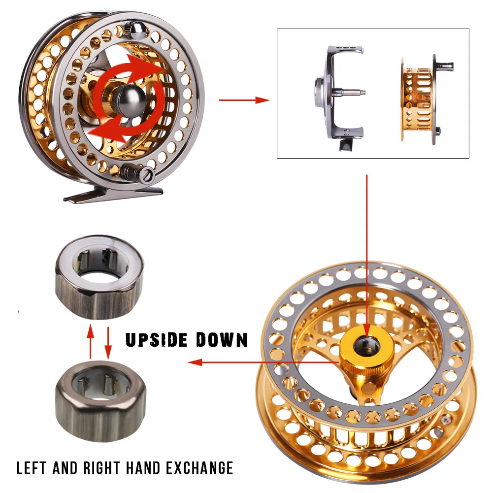 Sougayilang Fliegen fischer Rollen Aluminium legierung 5/6 7/8wt Fliegen rolle Zahnrad bearbeitet Mikro einstellbar Schlepp fliegen Angel rolle de Pesca – Detail 24