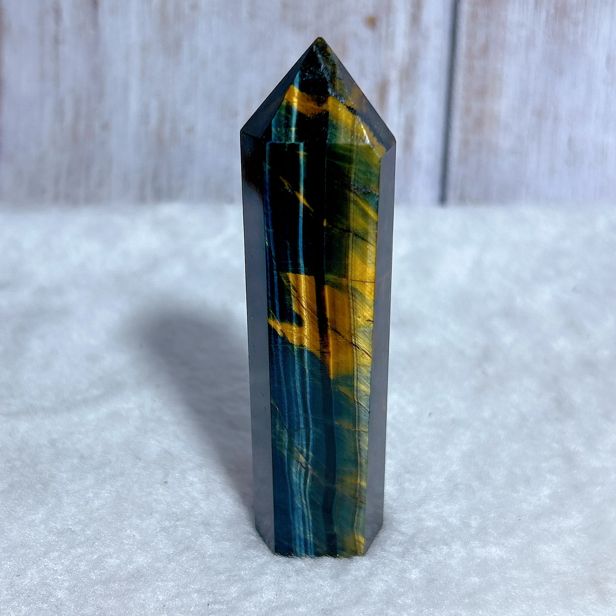 Healing  High Quality Natural Crystals Blue With Yellow Tiger Eye Tower Flashy Stone Reiki Home Decorations Mineral Energy Gift