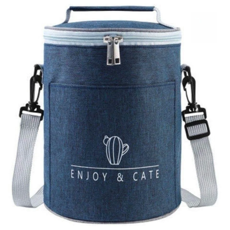 Thermal Lunch Box Bag Aluminum Foil Thickened Office Staff Cloth Bag round Shape Insulated Food Container Storage Solution
