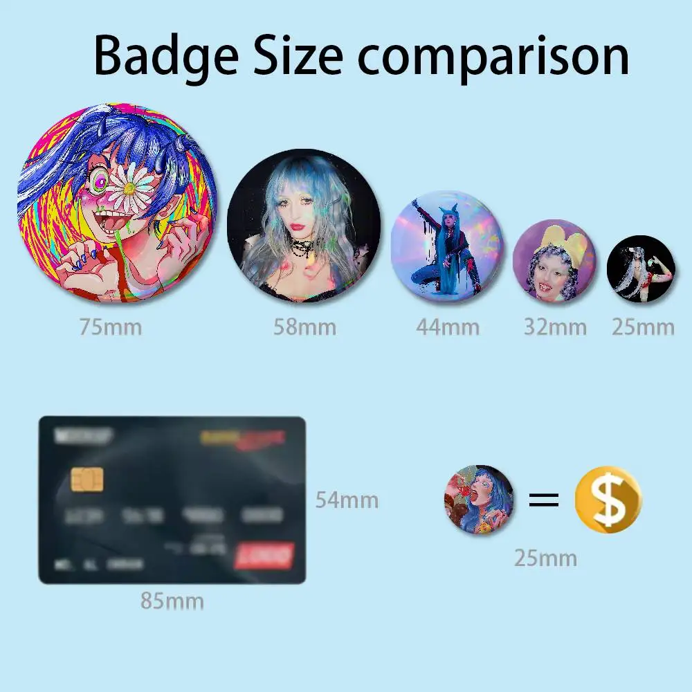 Rapper A-Ashnikko S-Smoochies Custom Badges 75mm 44mm 25mm Brooch Backpack Hat Enamel Pins Accessories Toys Gifts