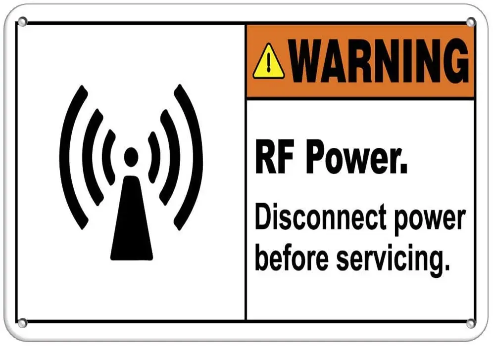 Warning Rf Power. Disconnect Power Before Servicing. Poster Funny Art Decor  Retro Metal Tin Sign  20x30cm  vintage home decor