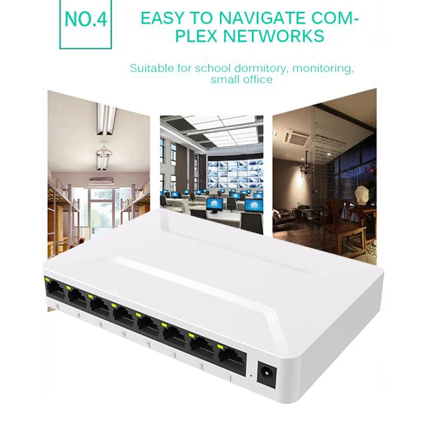 

GS08 Switch Gigabit 8-Port Switch Ethernet Network Subnet Hub Monitoring Dormitory Home