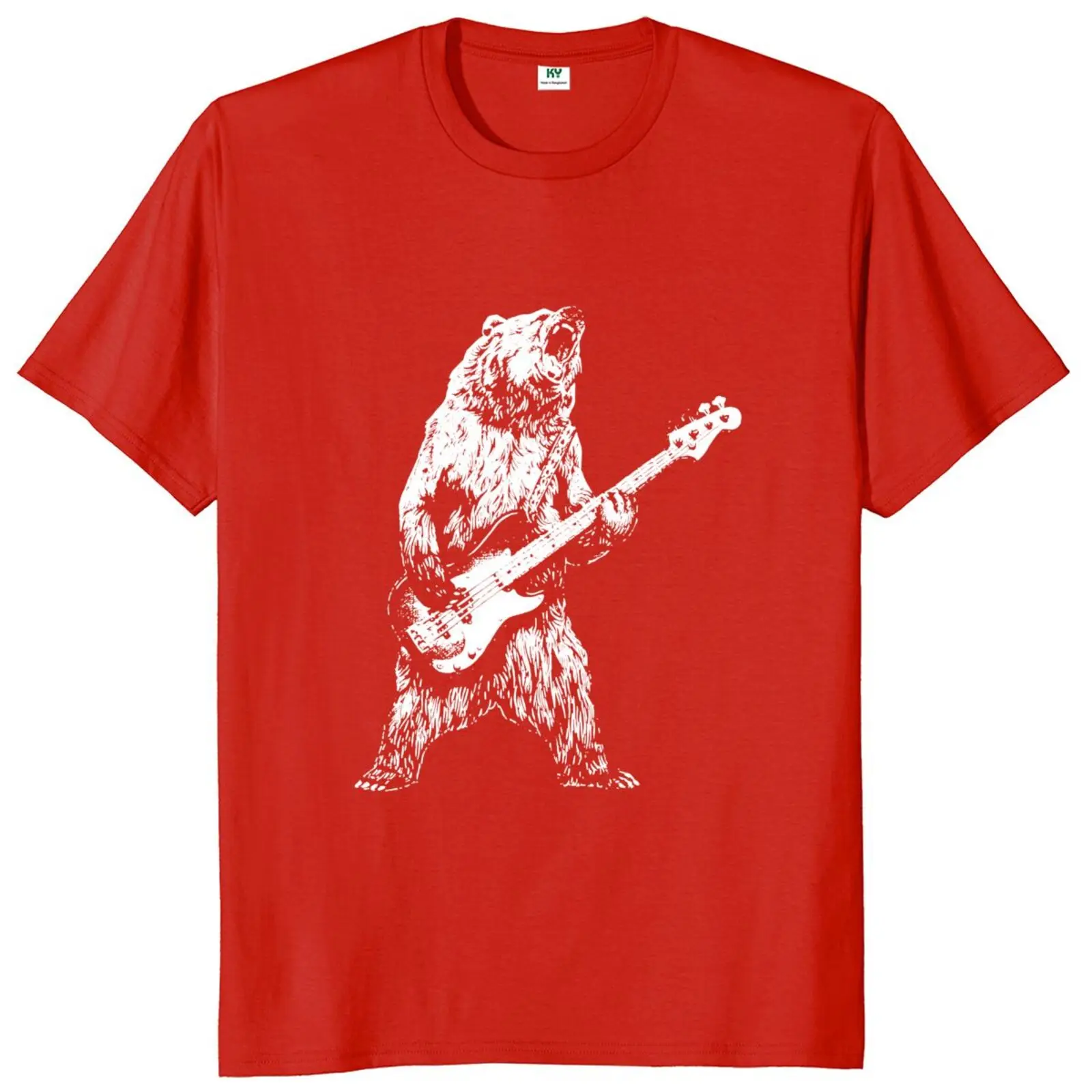 Retro Bear Playing Bass Guitar T Shirt Cats Guitar Guitarist Music Lovers Tops 100% Cotton O-neck Unisex Casual T-shirts EU Size