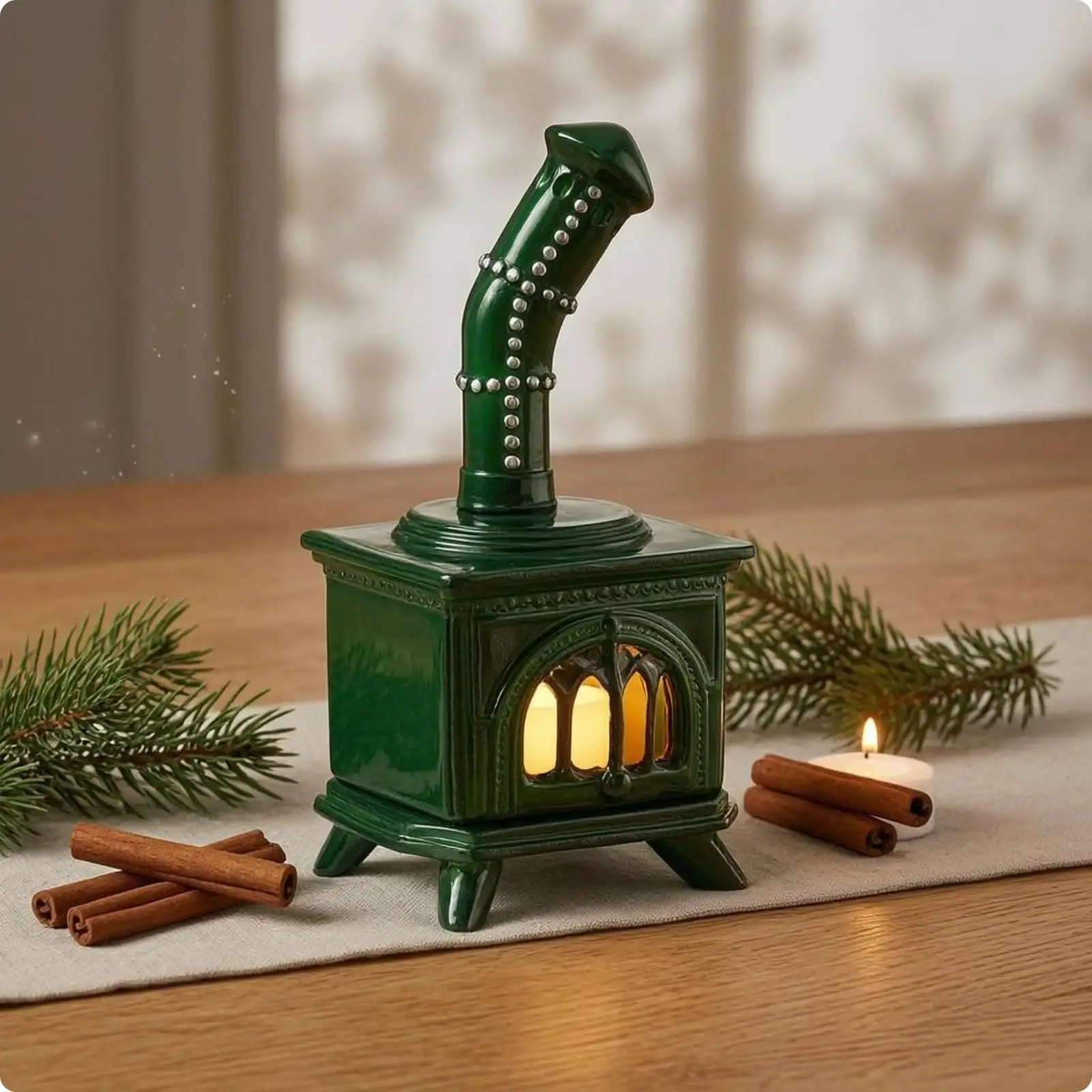 Vintage Fireplace Candle Holder Decorative Resin Lantern Candle Centerpiece for Home Winter Wedding Table Decor