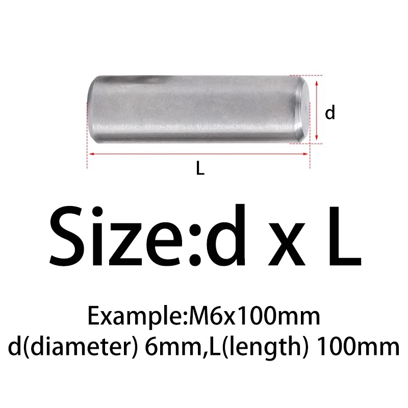 Cylindrical Locating Dowel Pin M1 M1.5 M2 M2.5 M3 M3.5 M4 M5 M6 M8 M10 M12 304 Stainless Steel Fixed Shaft Pins Round Solid Rod