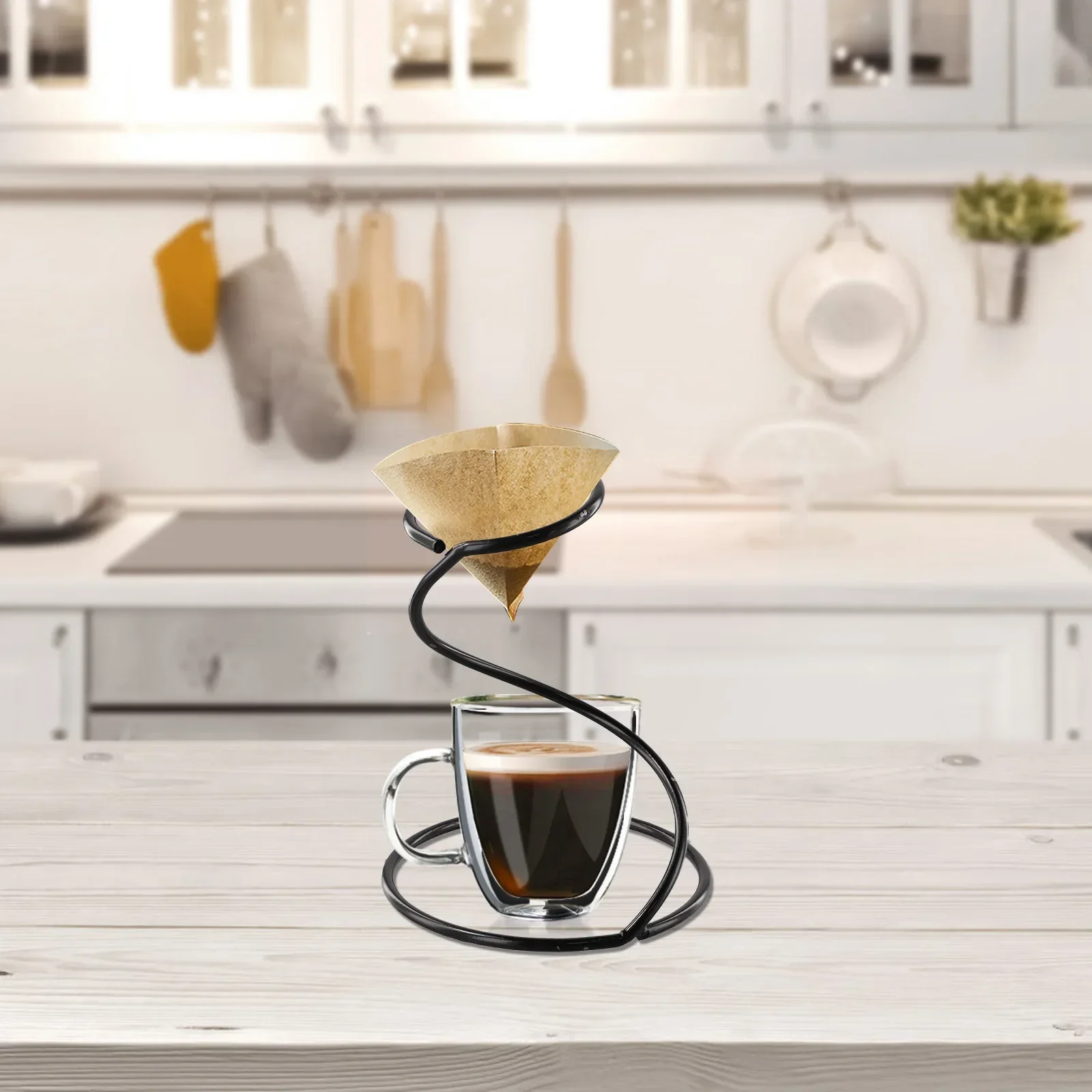 Serpentine Coffee Serpentine Coffee กรอบกรองโลหะผู้ถือกาแฟแบบใช้ซ้ําได้ Dripper Stand Kitchen Coffeeware Coffee Filter